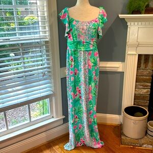 Lilly Pulitzer Cristal Maxi Dress NWT size large aqua al fres